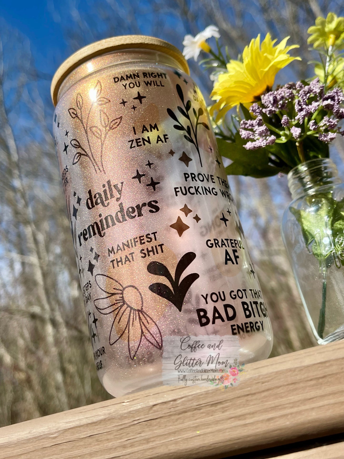Pink Daily Reminders NSFW 16oz Iridescent Glass Can
