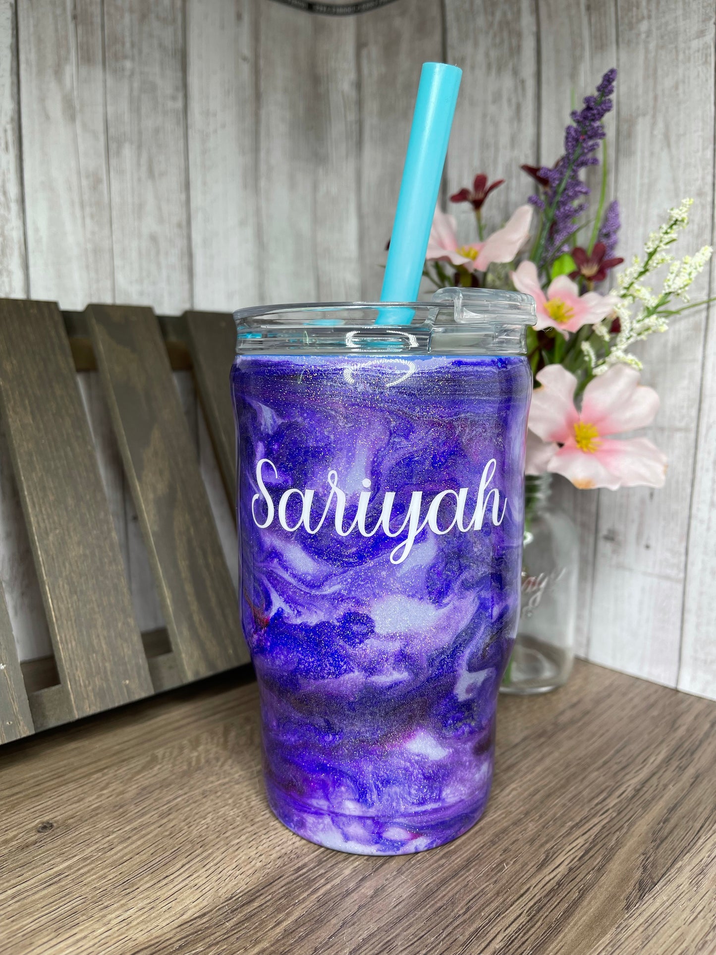 Purple and Silver Ink Tumbler