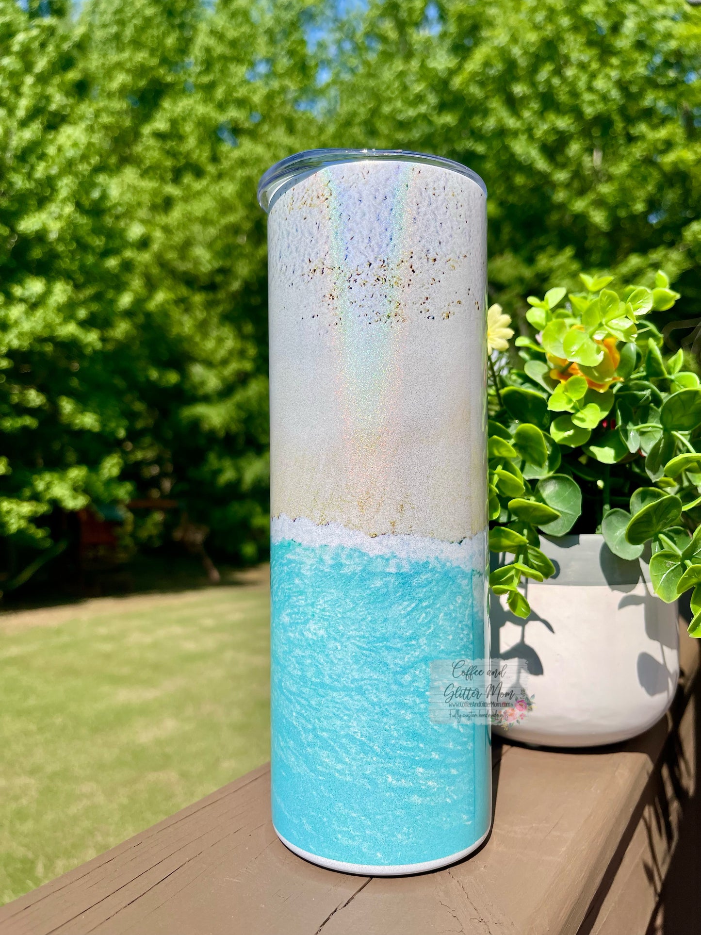 Holographic Beach 20oz Rainbow Skinny Tumbler