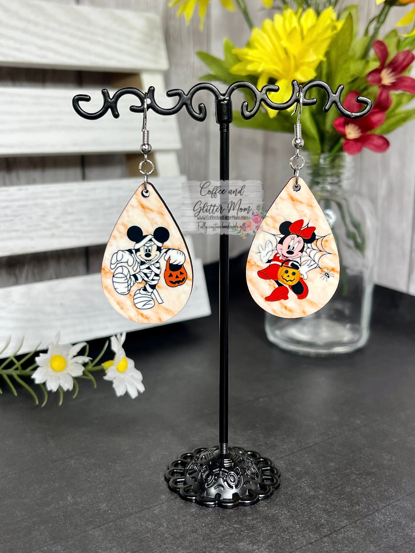 Mummy Mice Halloween Teardrop Earrings