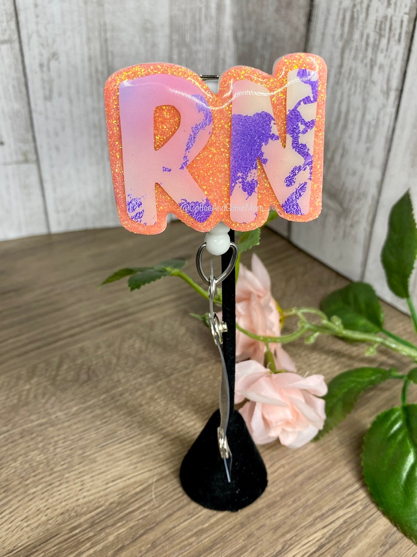 Coral Marble RN Badge Reel