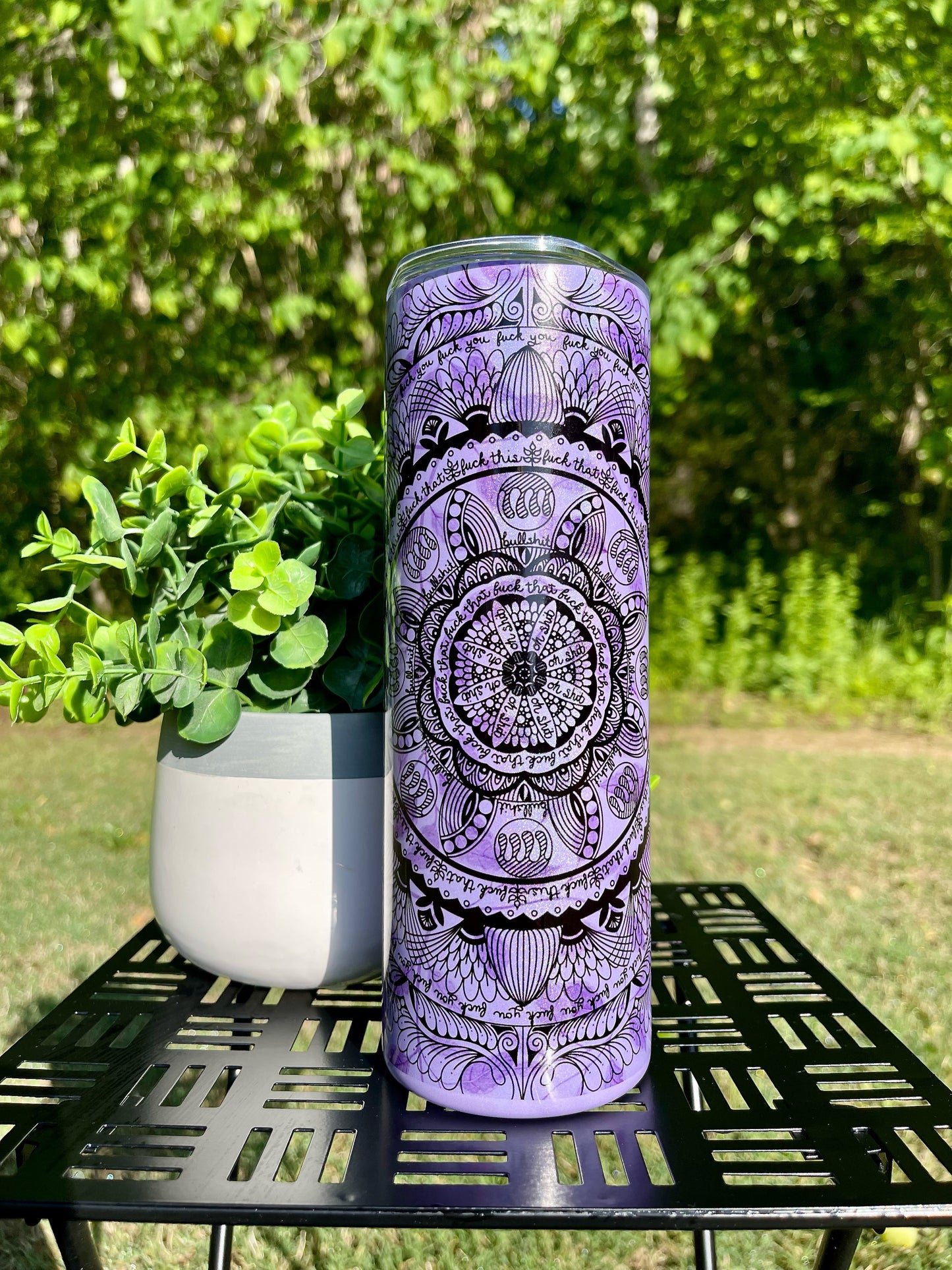 Naughty Mandala 20oz Purple Rainbow Skinny Tumbler