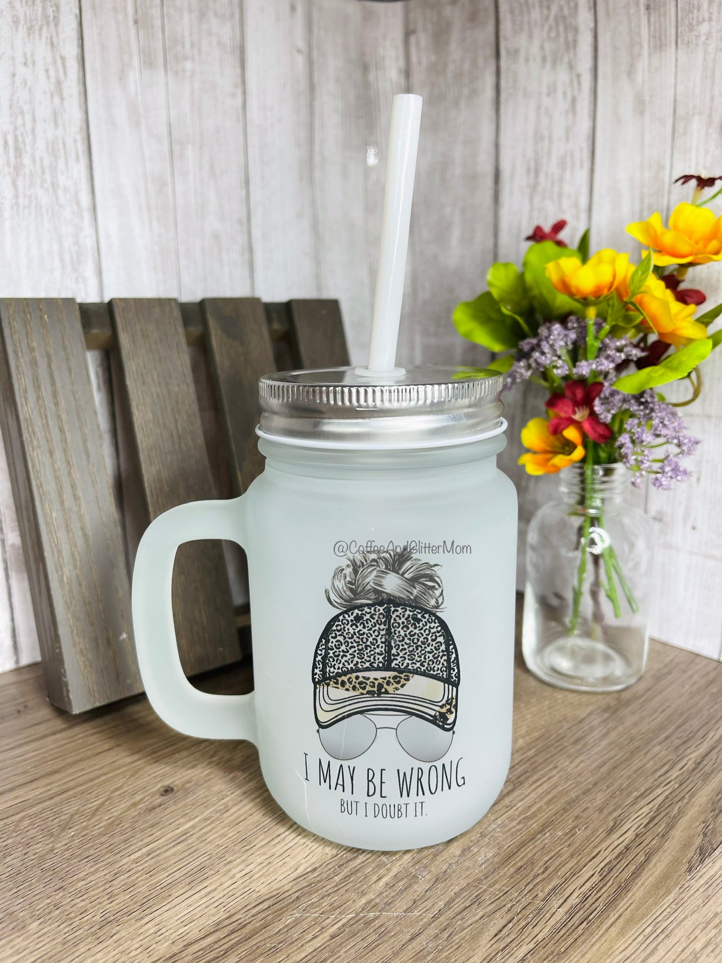 Doubt it/Coffee Eeffoc 12oz Mason Jar
