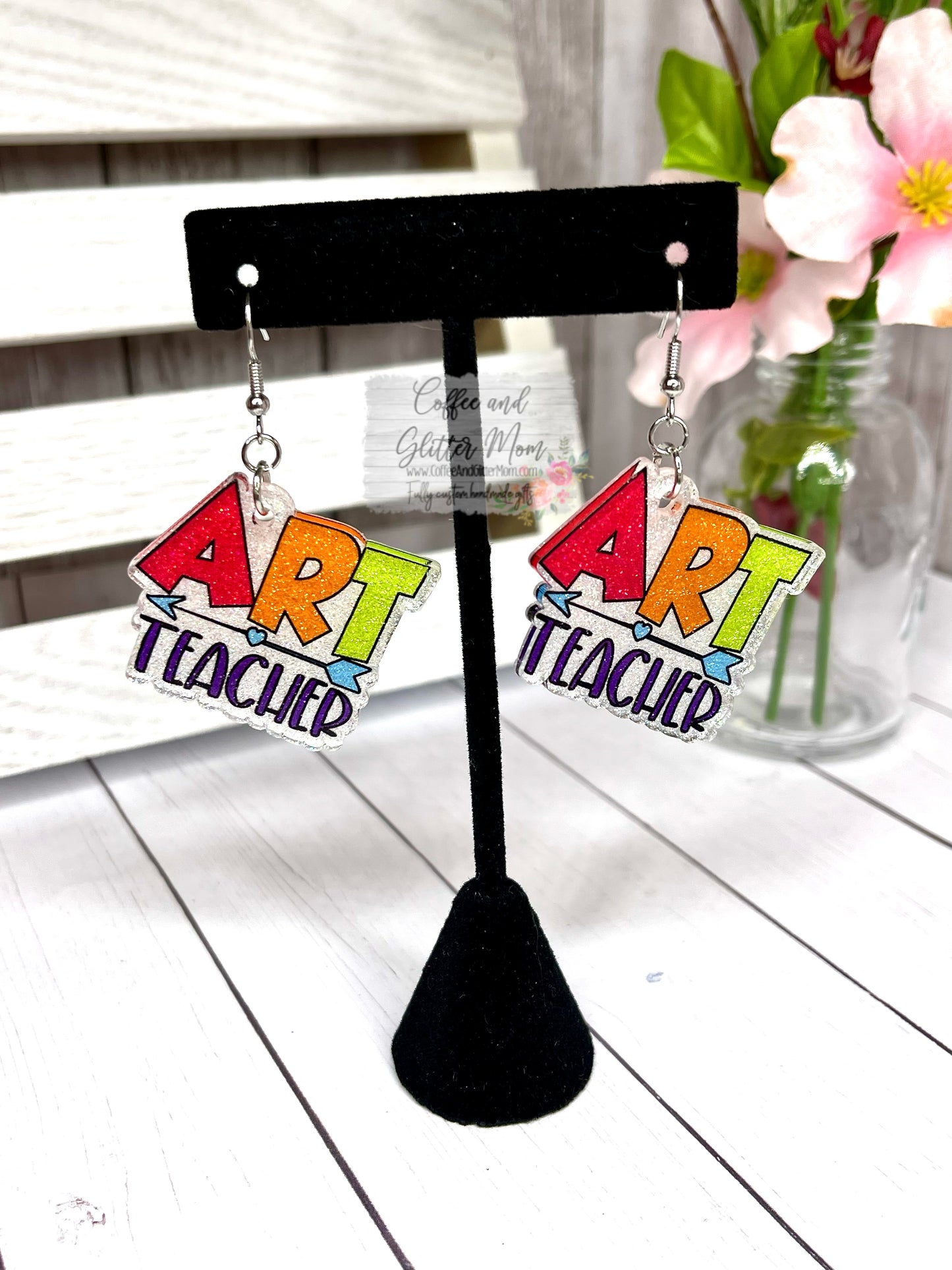 Art Teacher Glitter Earrings