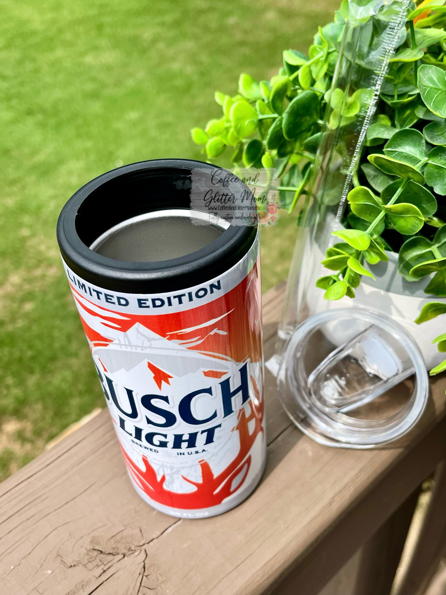 Hunting Orange Beer 12oz Skinny Can Cooler Duo-Lid Tumbler