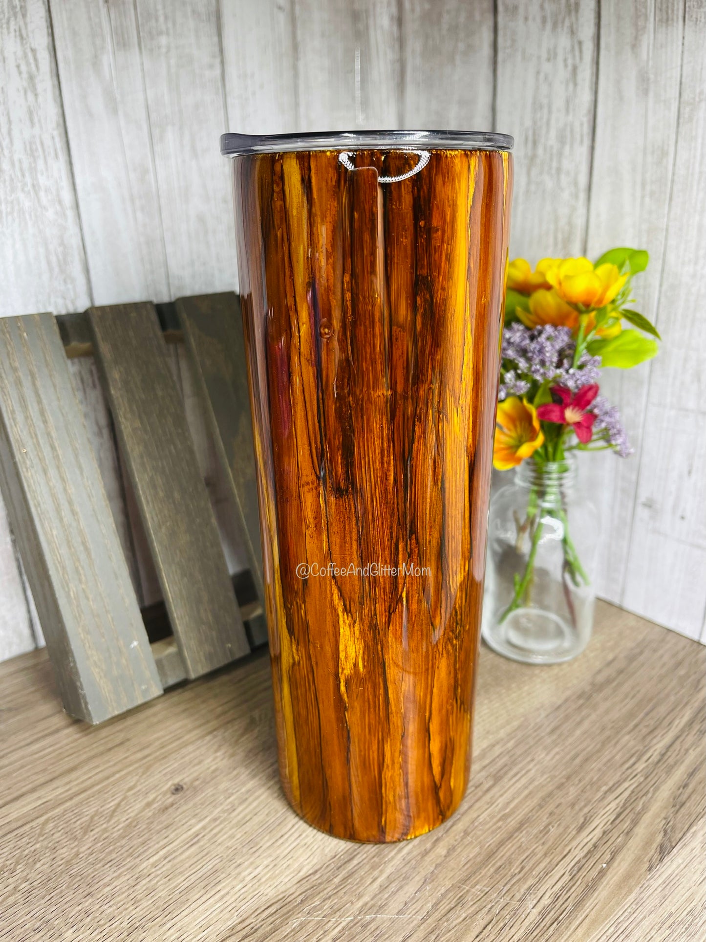 20oz Skinny Wood Grain Tumbler