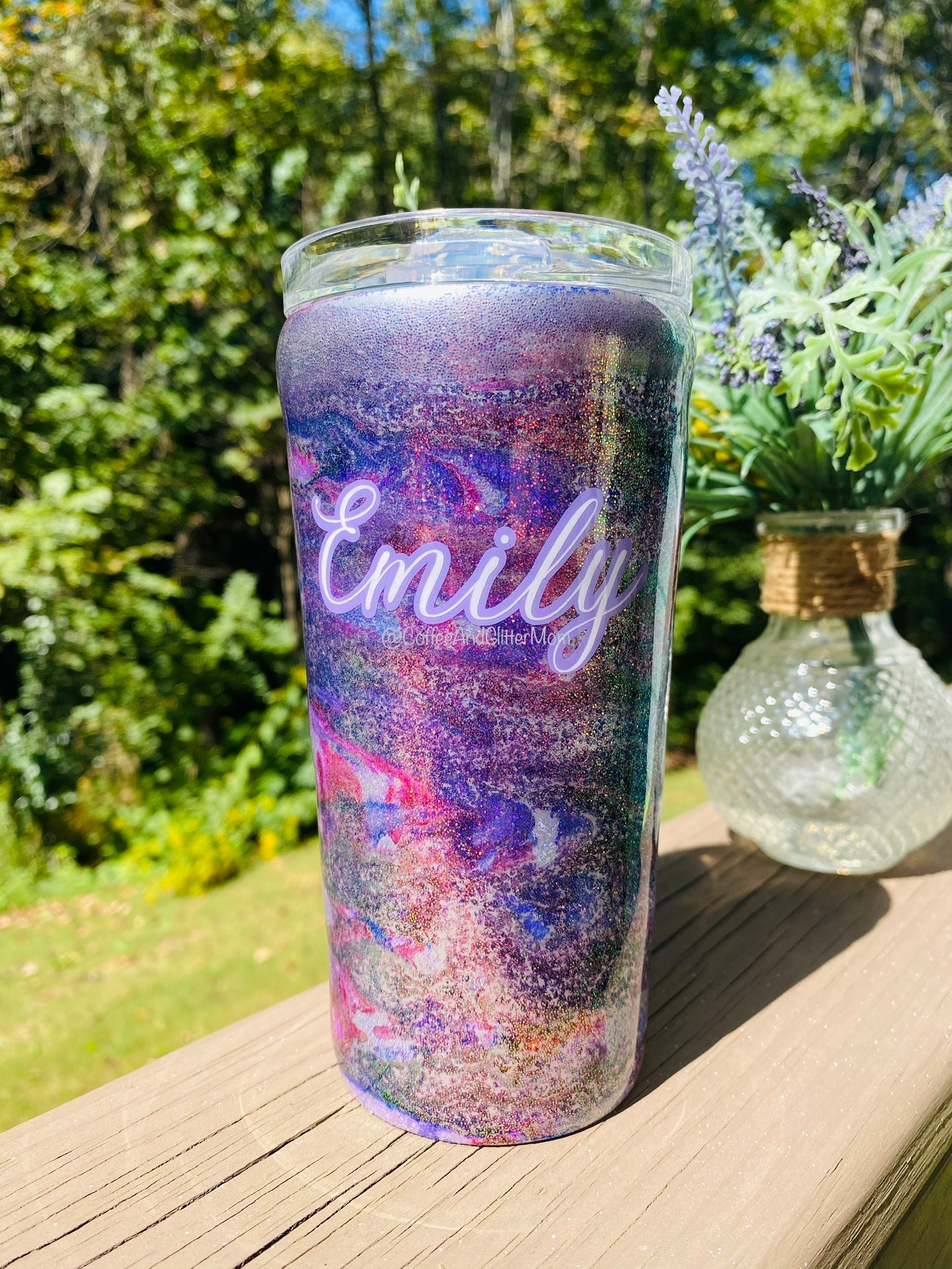 Purple and Silver Ink Tumbler