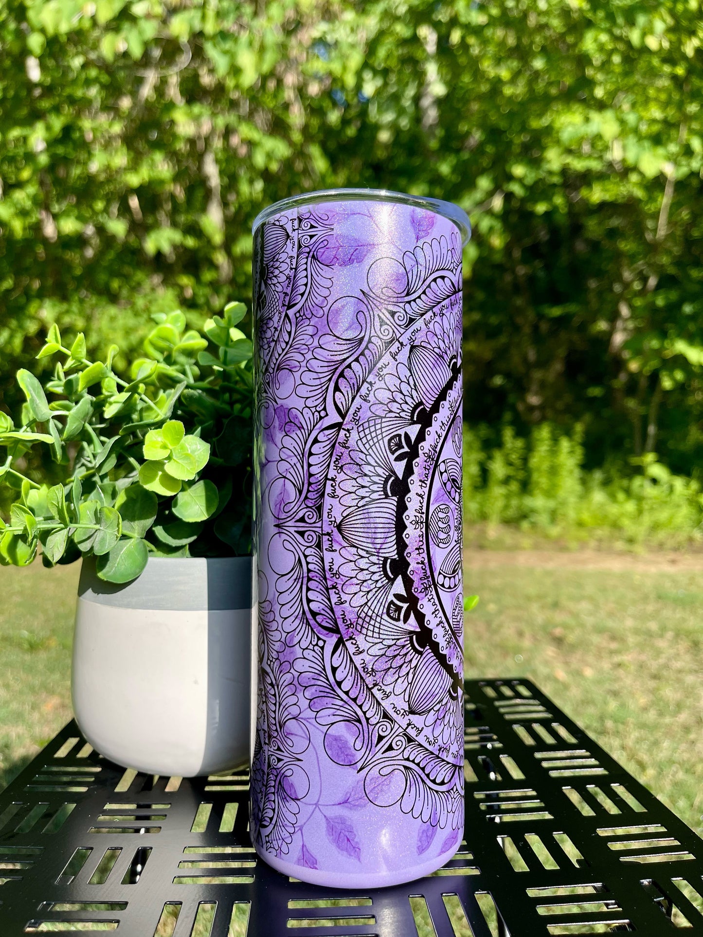 Naughty Mandala 20oz Purple Rainbow Skinny Tumbler