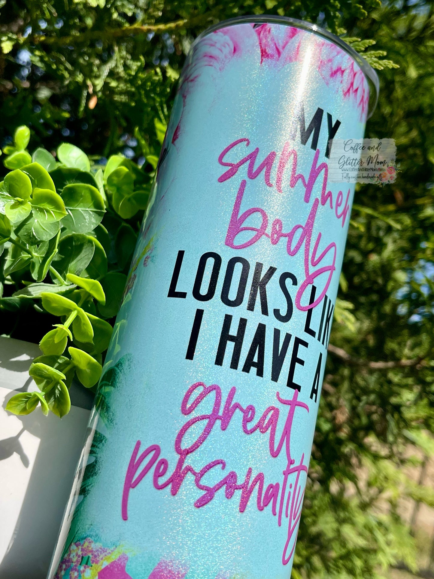 My Summer Body Great Personality 20oz Mint Rainbow Skinny Tumbler