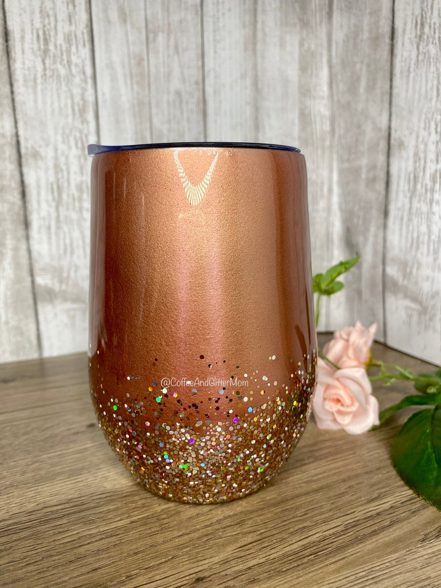 Copper Elegance 15oz Wine Tumbler with Lid and Straw