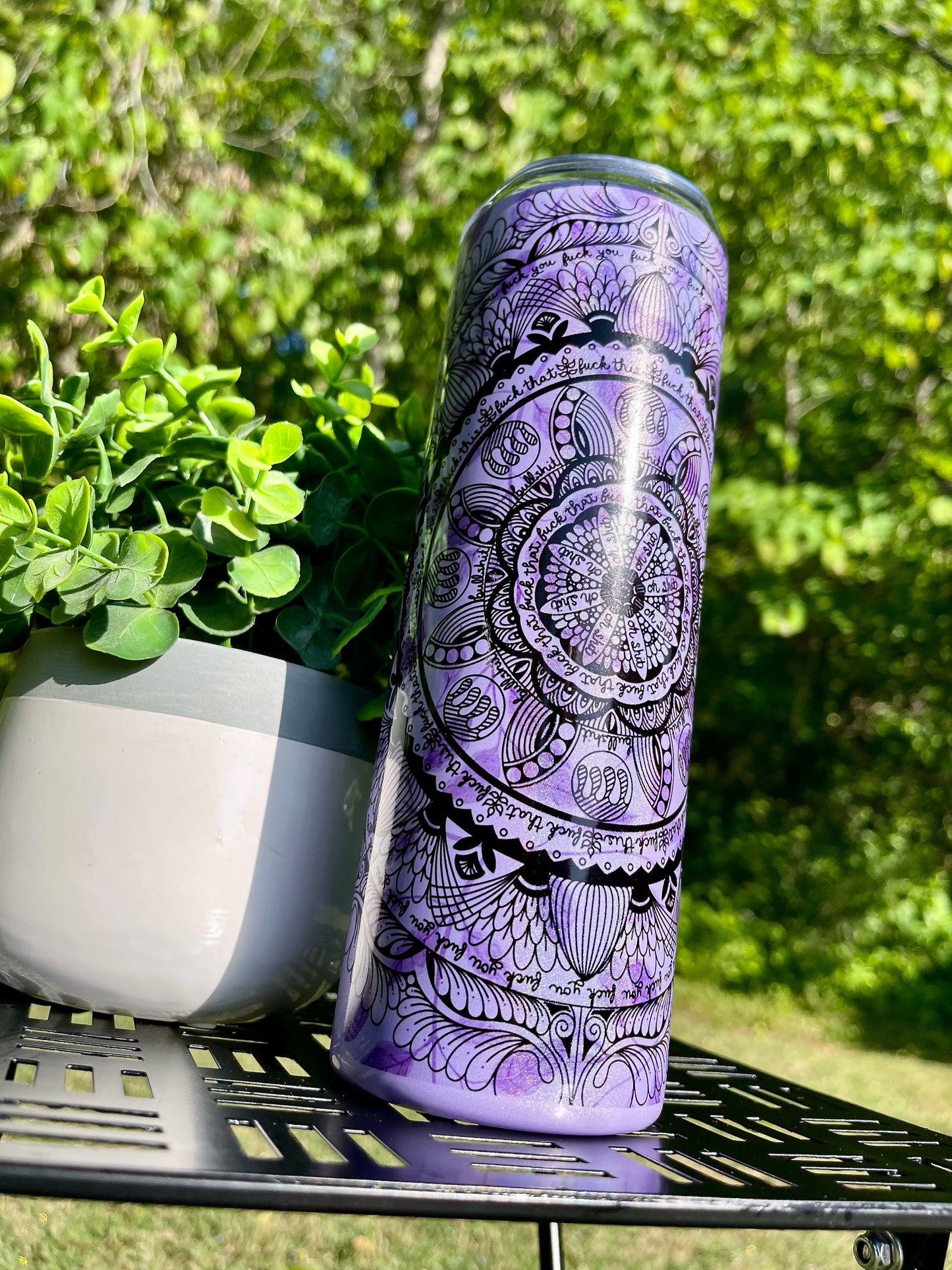 Naughty Mandala 20oz Purple Rainbow Skinny Tumbler