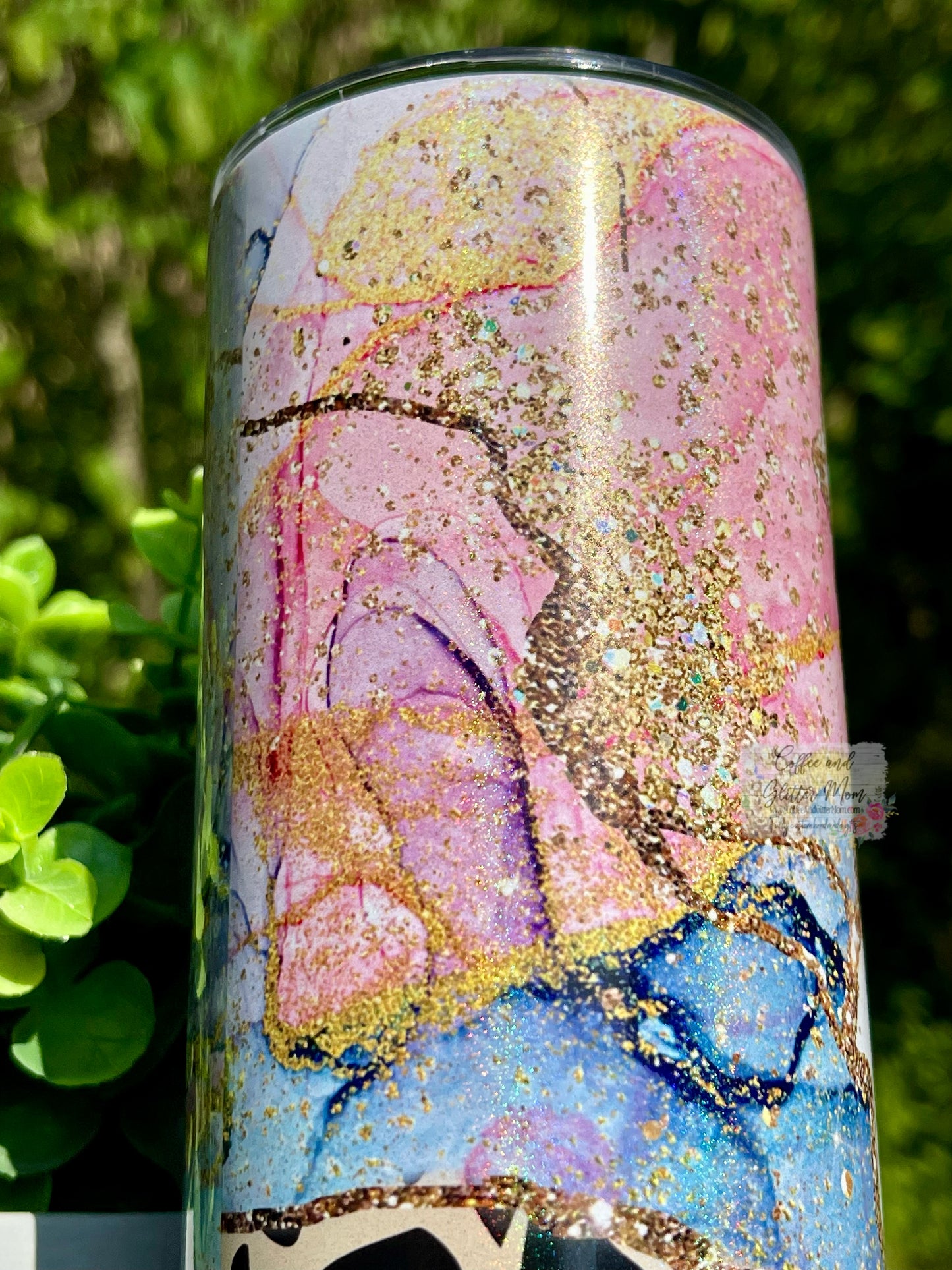 Animal Print Pink Geode Customizable 20oz White Rainbow Skinny Tumbler