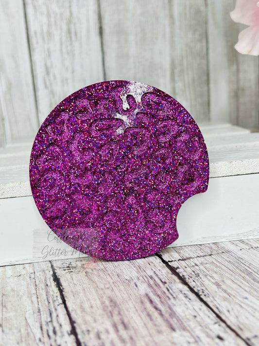Animal Print Electric Purple Large Car Coaster