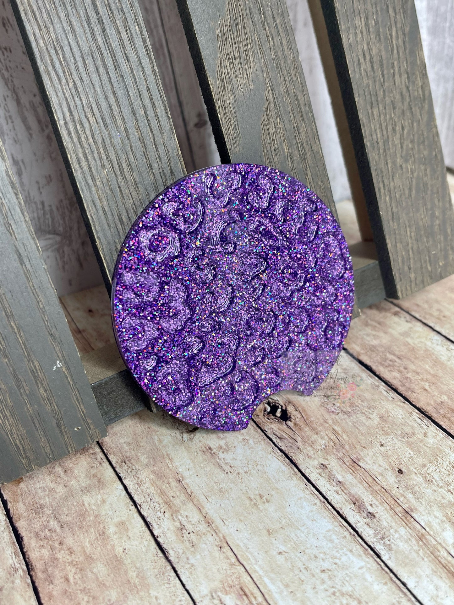 Animal Print Electrified Purple Large Car Coaster