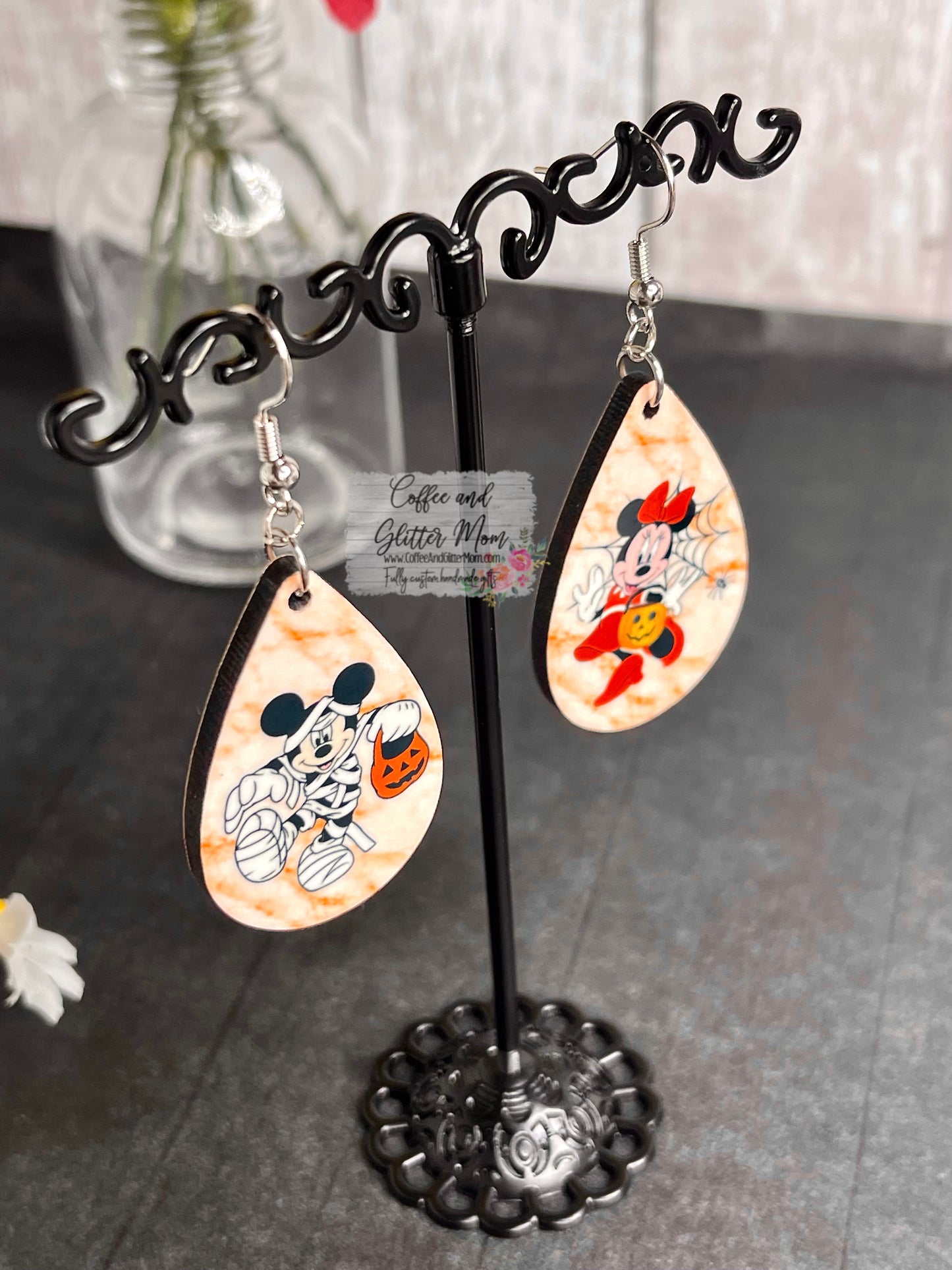 Mummy Mice Halloween Teardrop Earrings