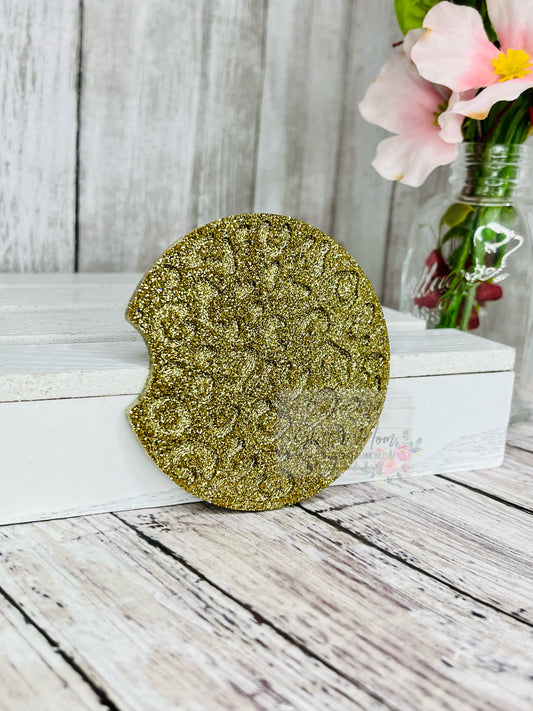 Large Gold Animal Print Car Coaster