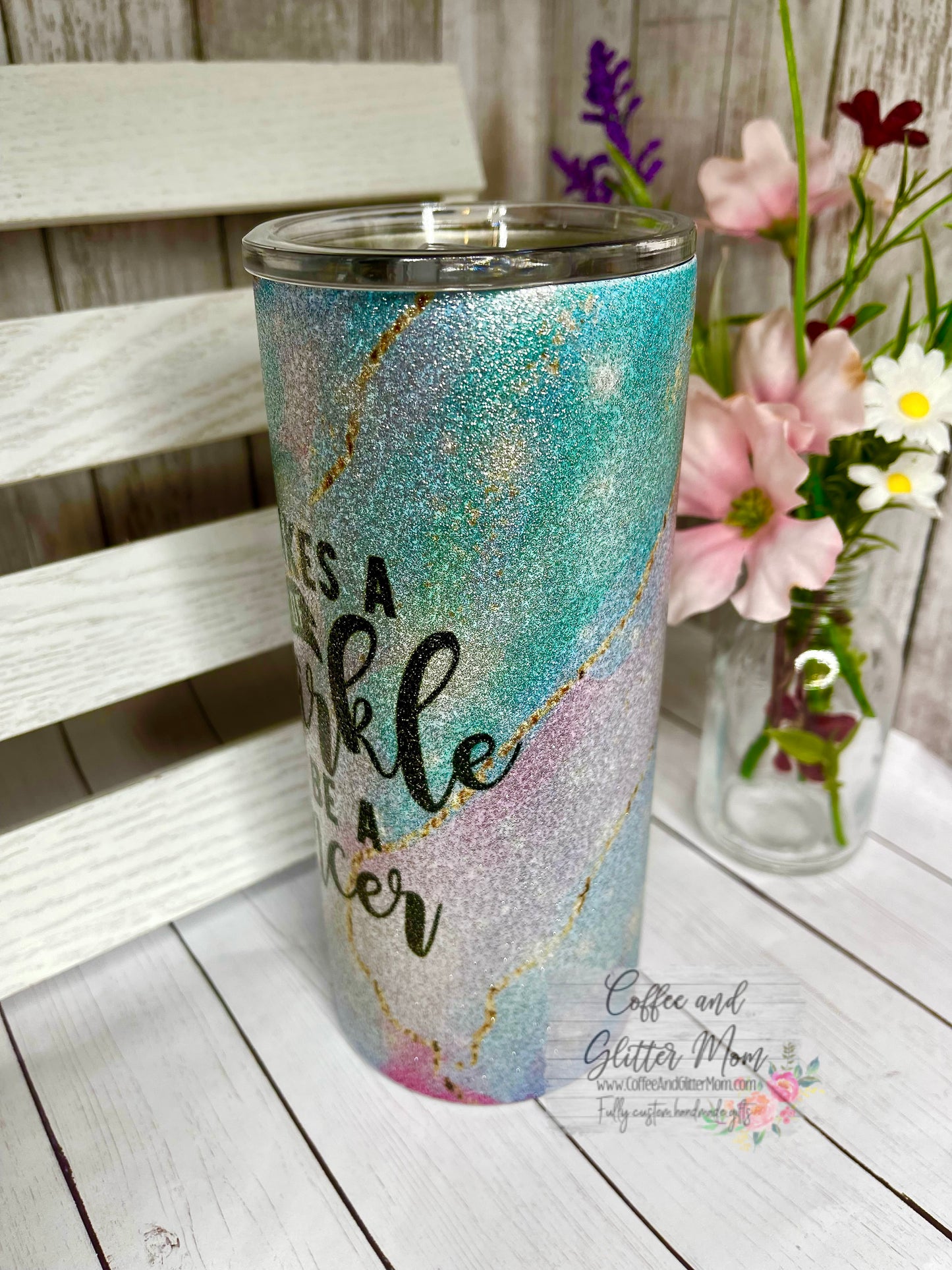 Takes Sparkle To Dance 15oz Silver Glitter Skinny Tumbler