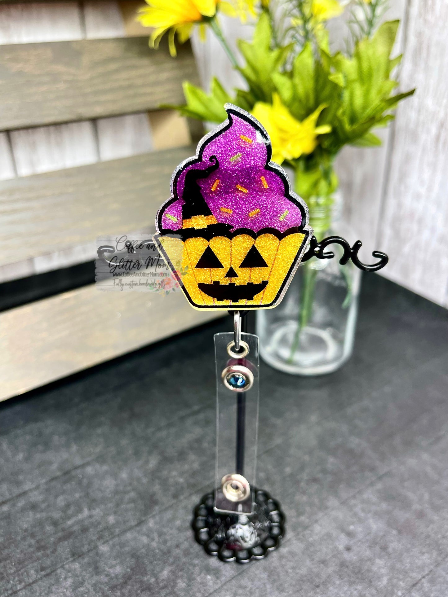 Pumpkin Cupcake Designer Badge Reel