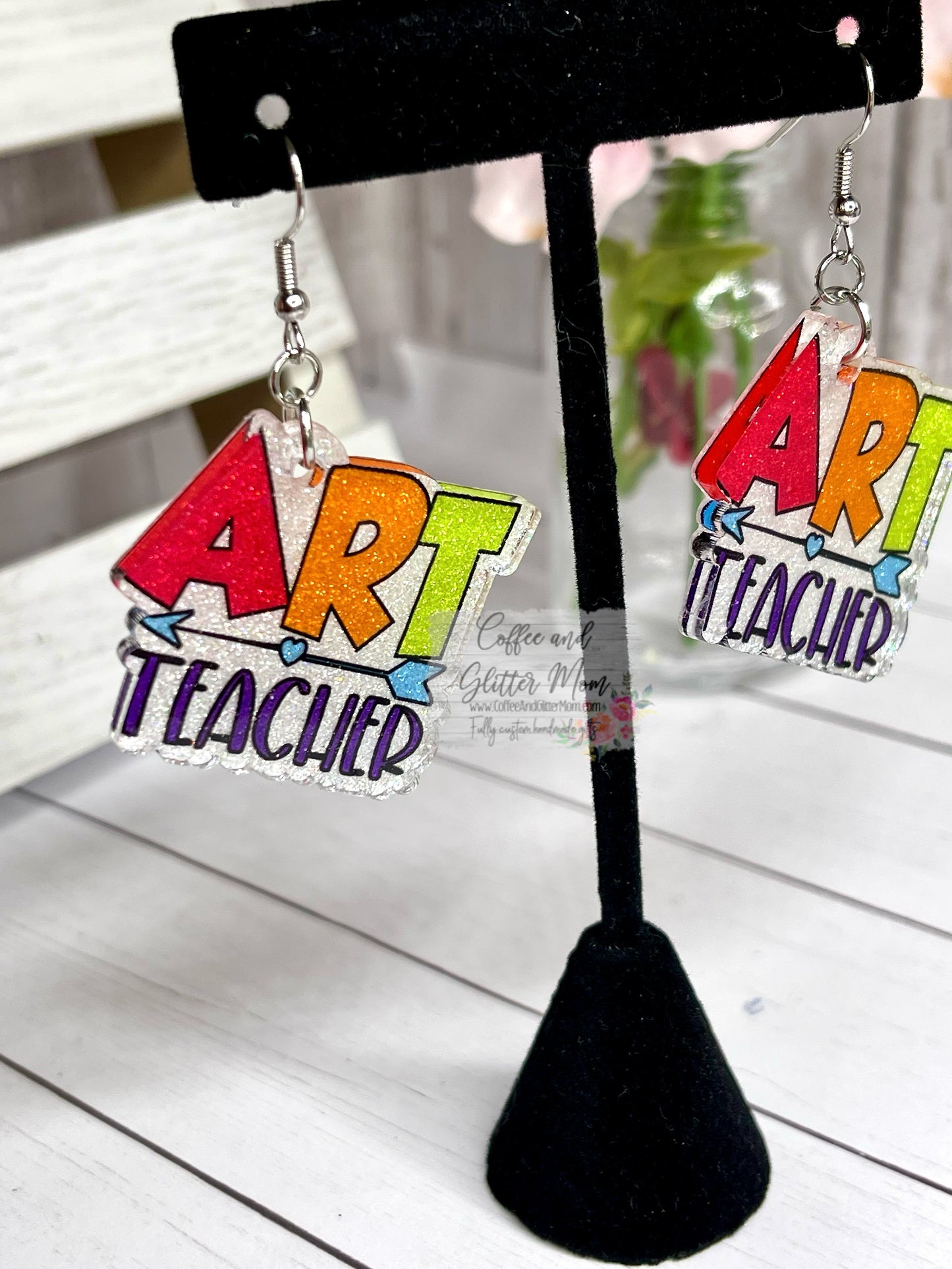 Art Teacher Glitter Earrings
