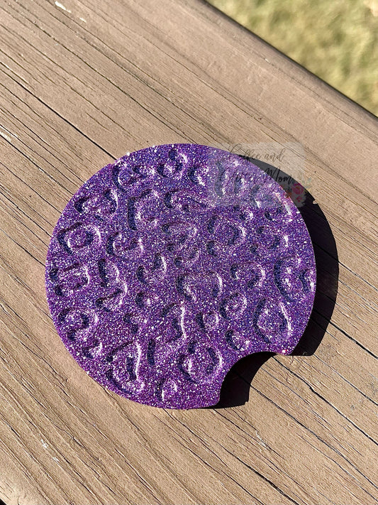 Leopard Print Orchid Small Car Coaster