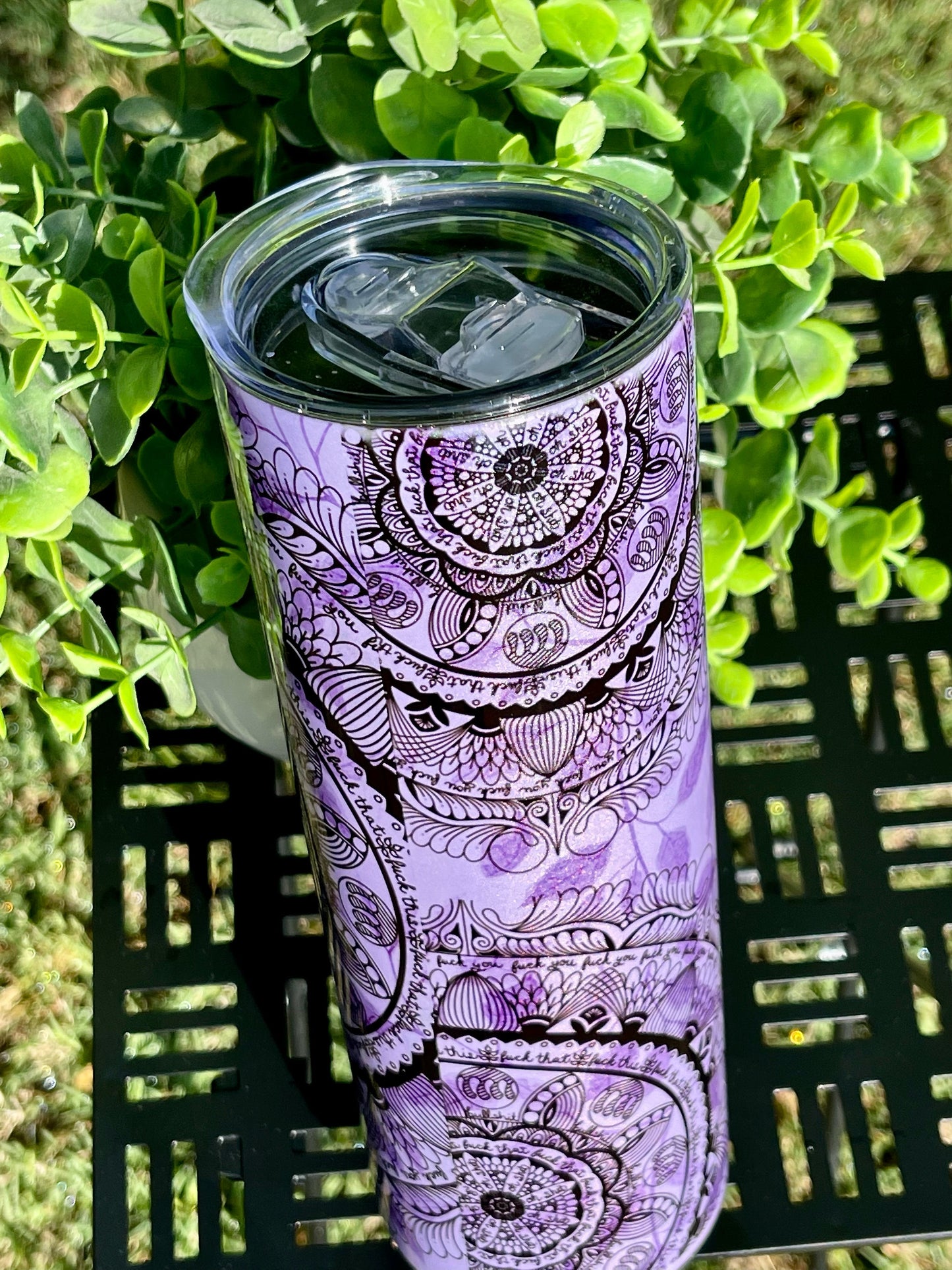 Naughty Mandala 20oz Purple Rainbow Skinny Tumbler