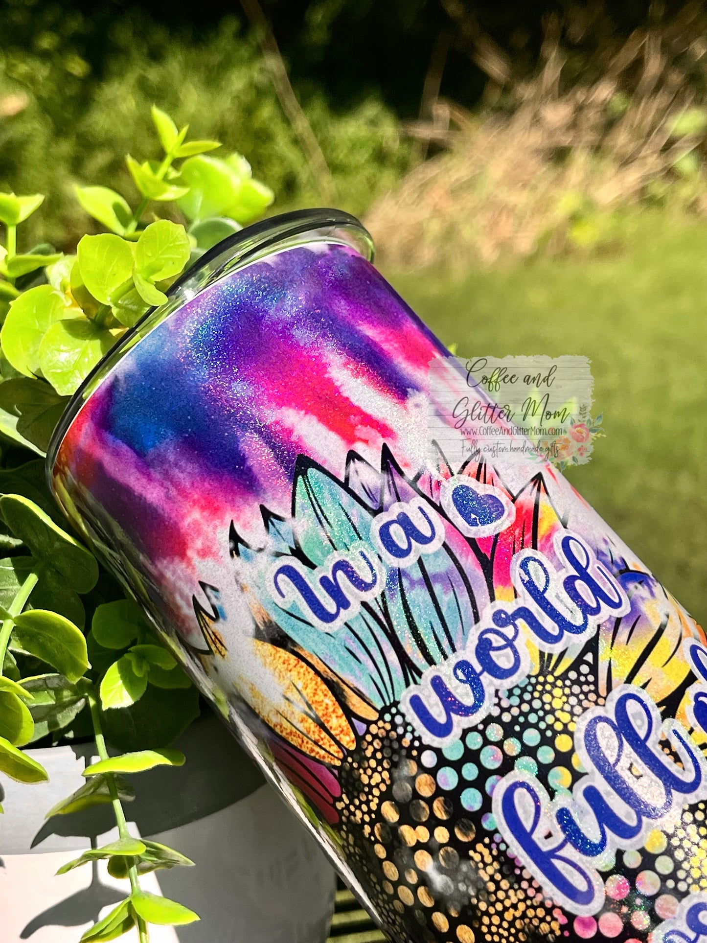 Be A Sunflower Tie-Dye 20oz Holographic Skinny Tumbler