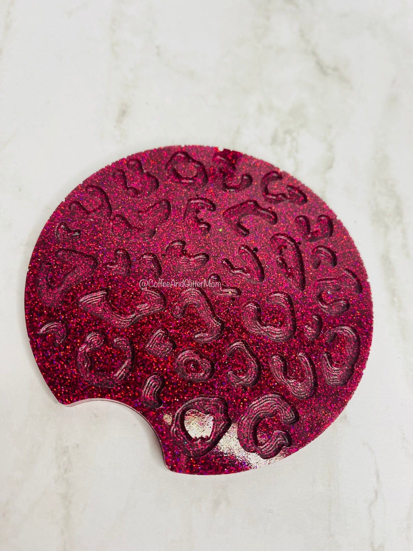 Animal Print Holographic Dark Pink Large Car Coaster