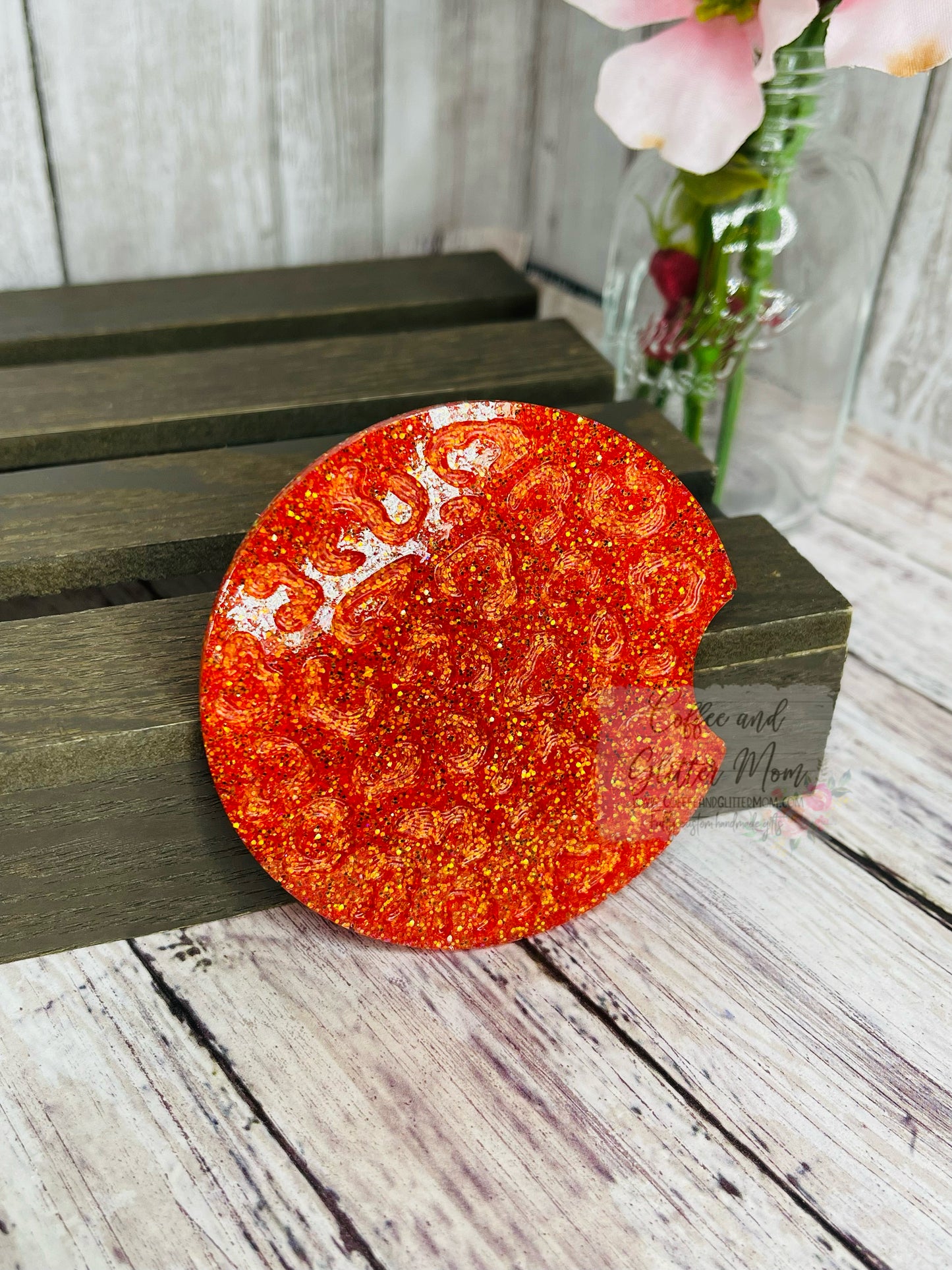 Animal Print Sunfire Orange Large Car Coaster