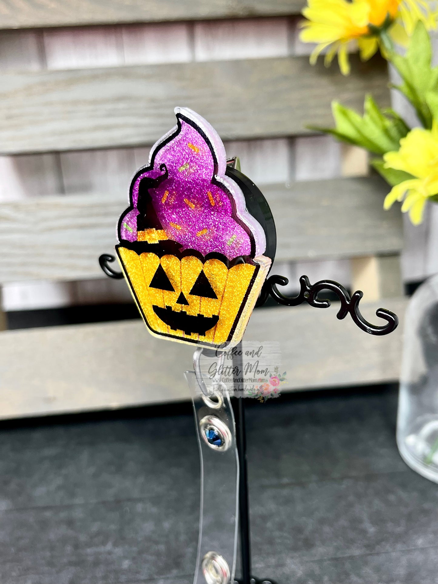 Pumpkin Cupcake Designer Badge Reel