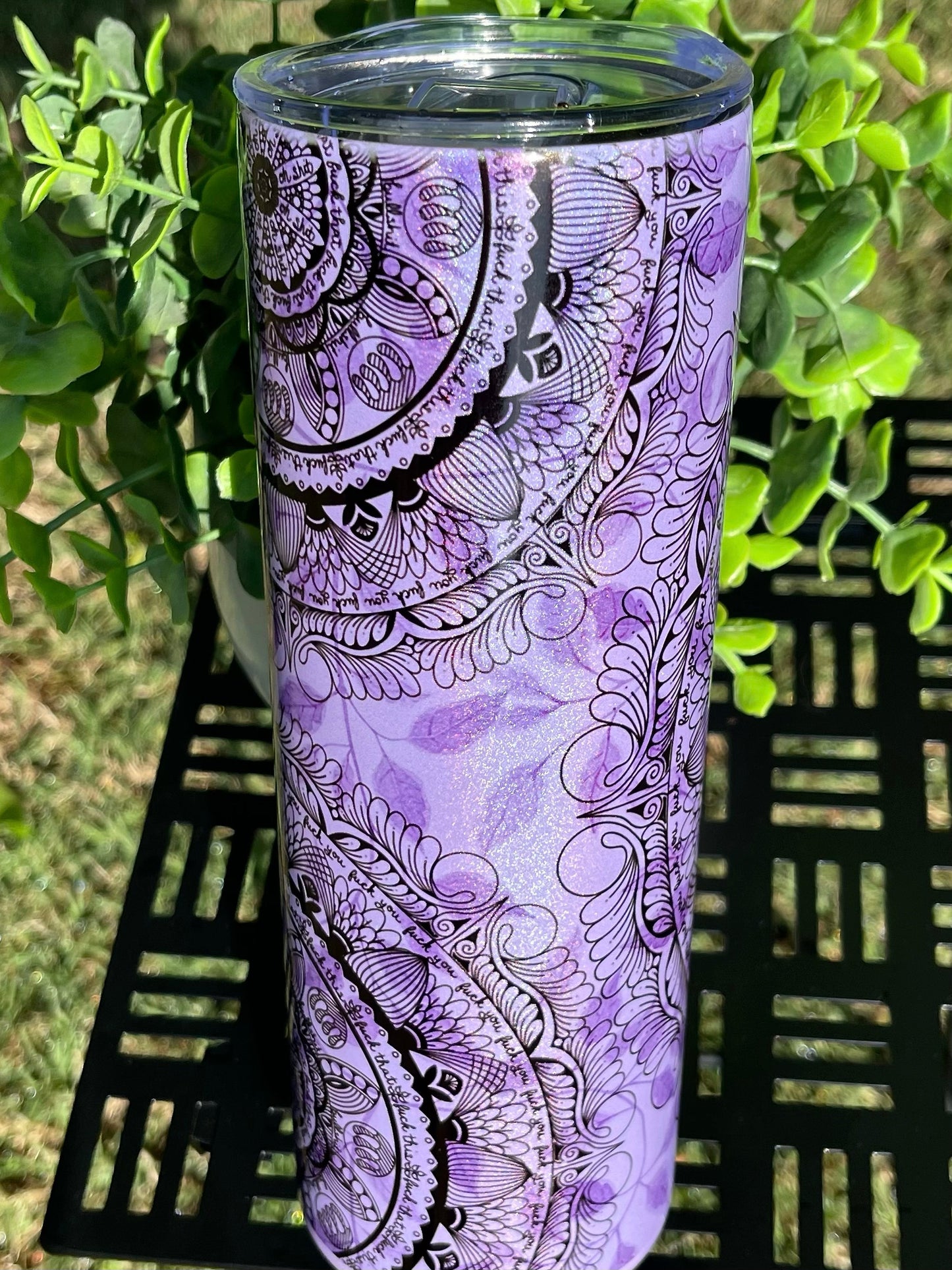 Naughty Mandala 20oz Purple Rainbow Skinny Tumbler