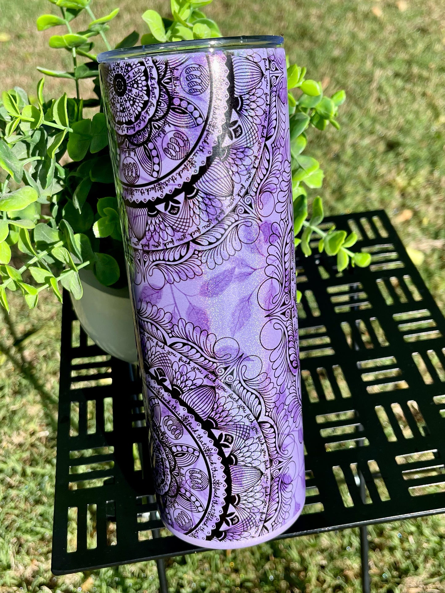 Naughty Mandala 20oz Purple Rainbow Skinny Tumbler