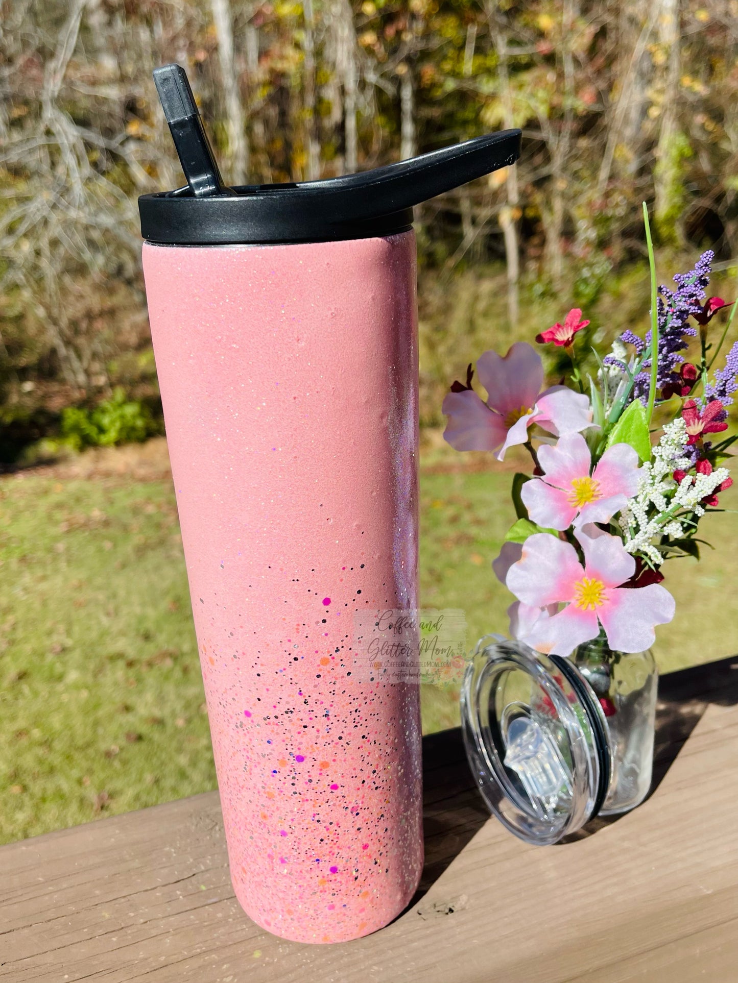Blush Pink Classy 30oz Duo-Lid Skinny Tumbler With Straw