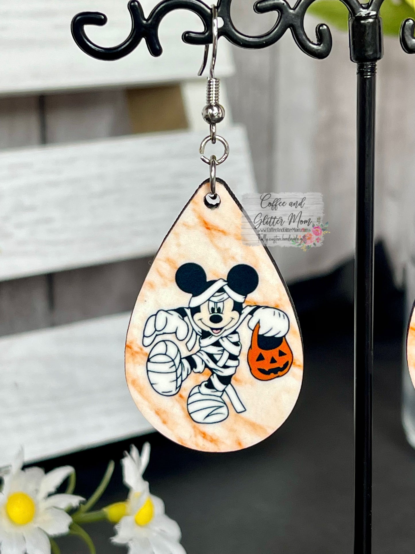 Mummy Mice Halloween Teardrop Earrings