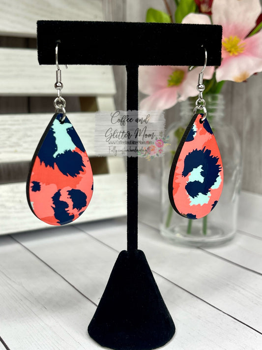 Coral Animal Teardrop Earrings