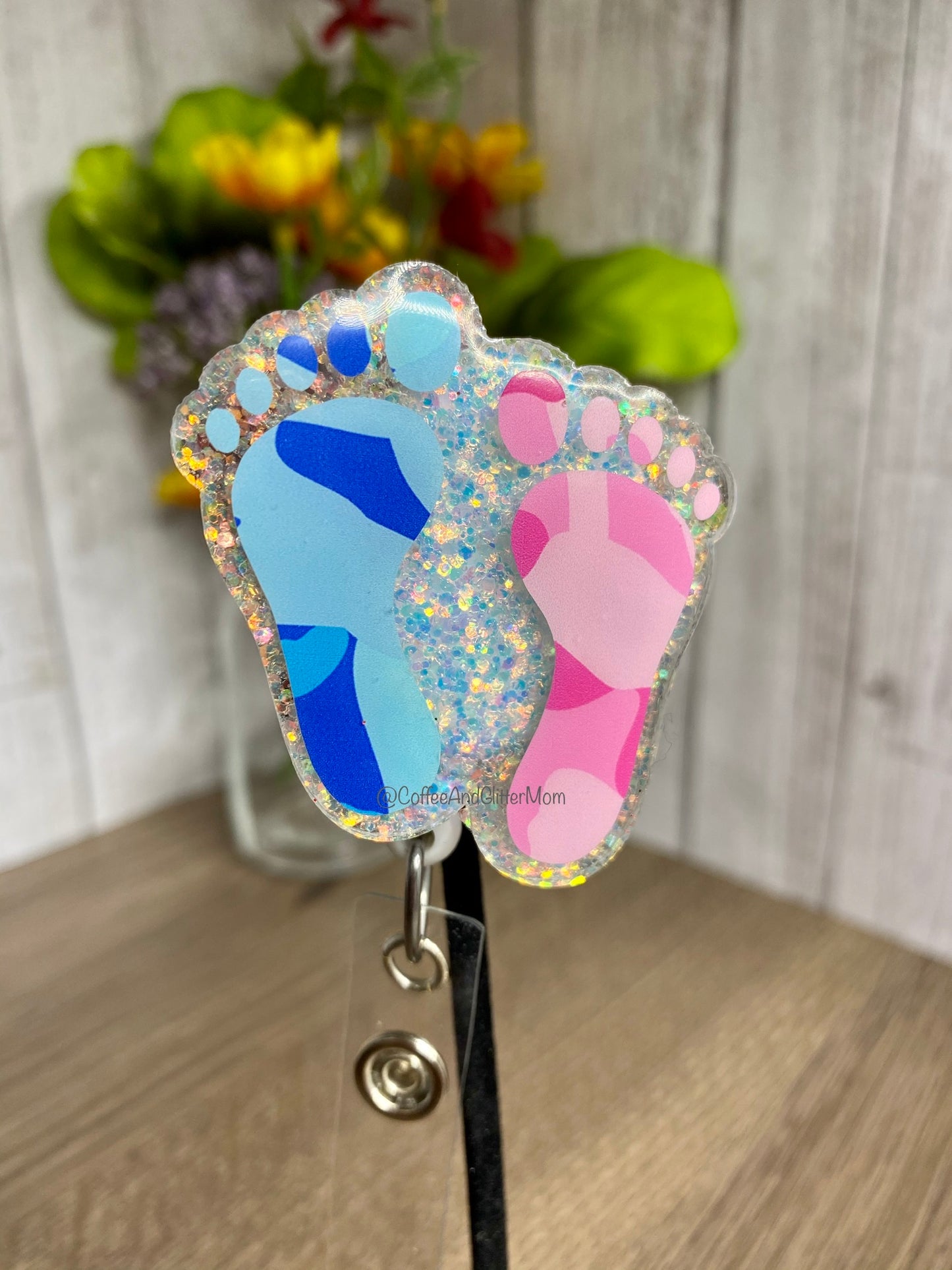 Camo Baby Feet Badge Reel