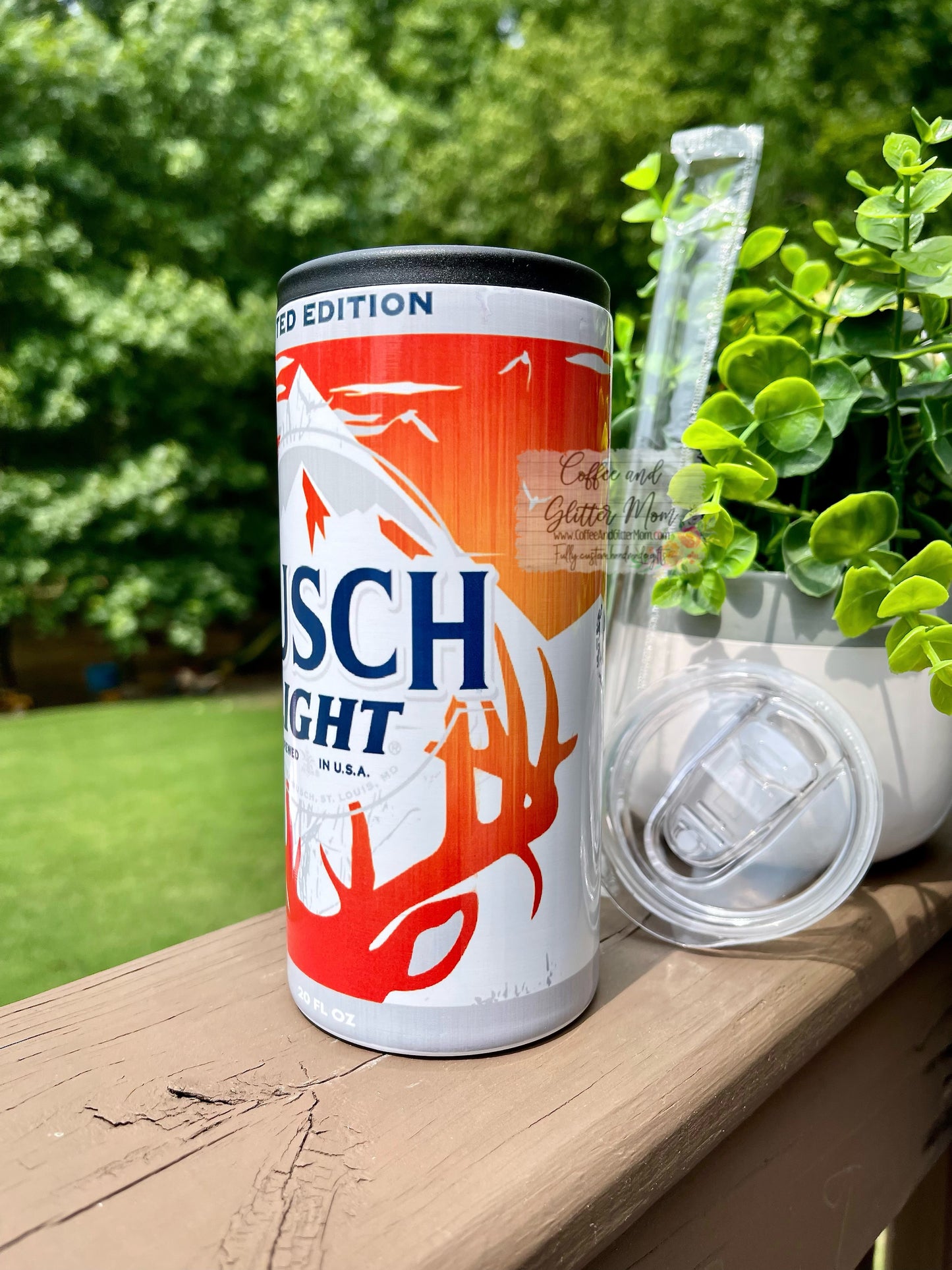 Hunting Orange Beer 12oz Skinny Can Cooler Duo-Lid Tumbler