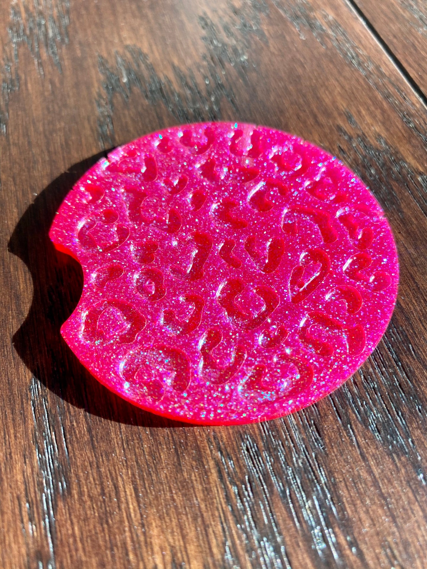 Leopard Print Hot Pink Small Car Coaster