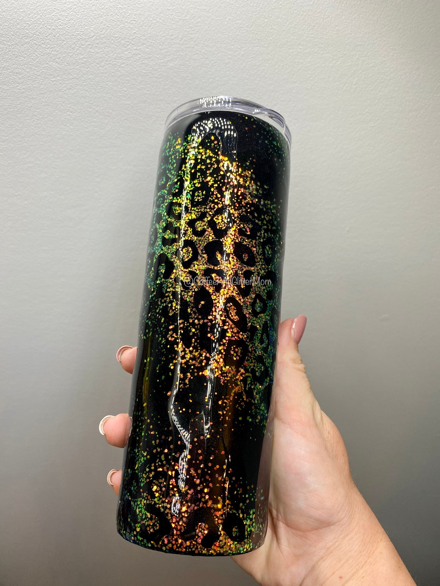 Color Shift Black Animal Print Tumbler
