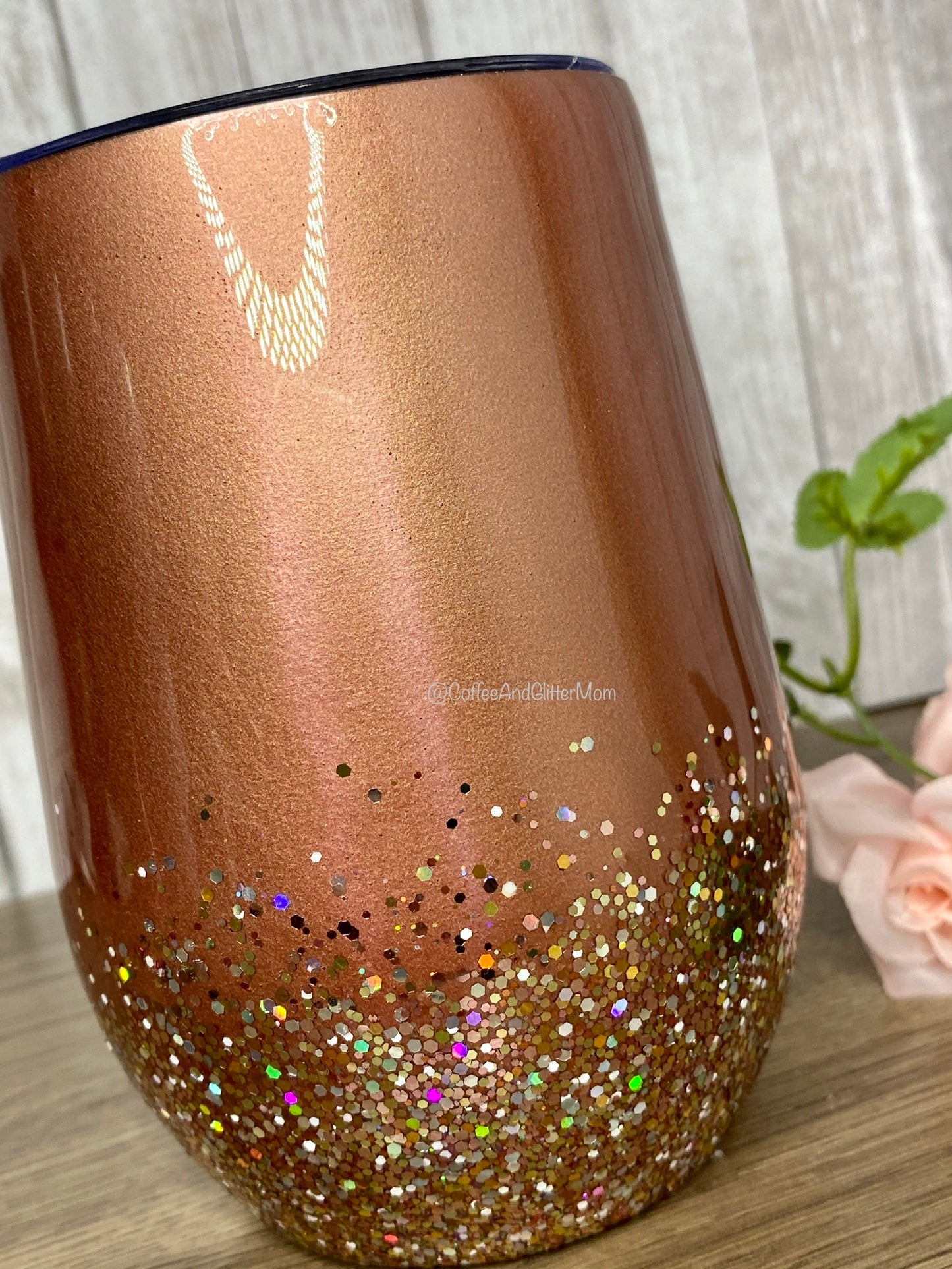 Copper Elegance 15oz Wine Tumbler with Lid and Straw