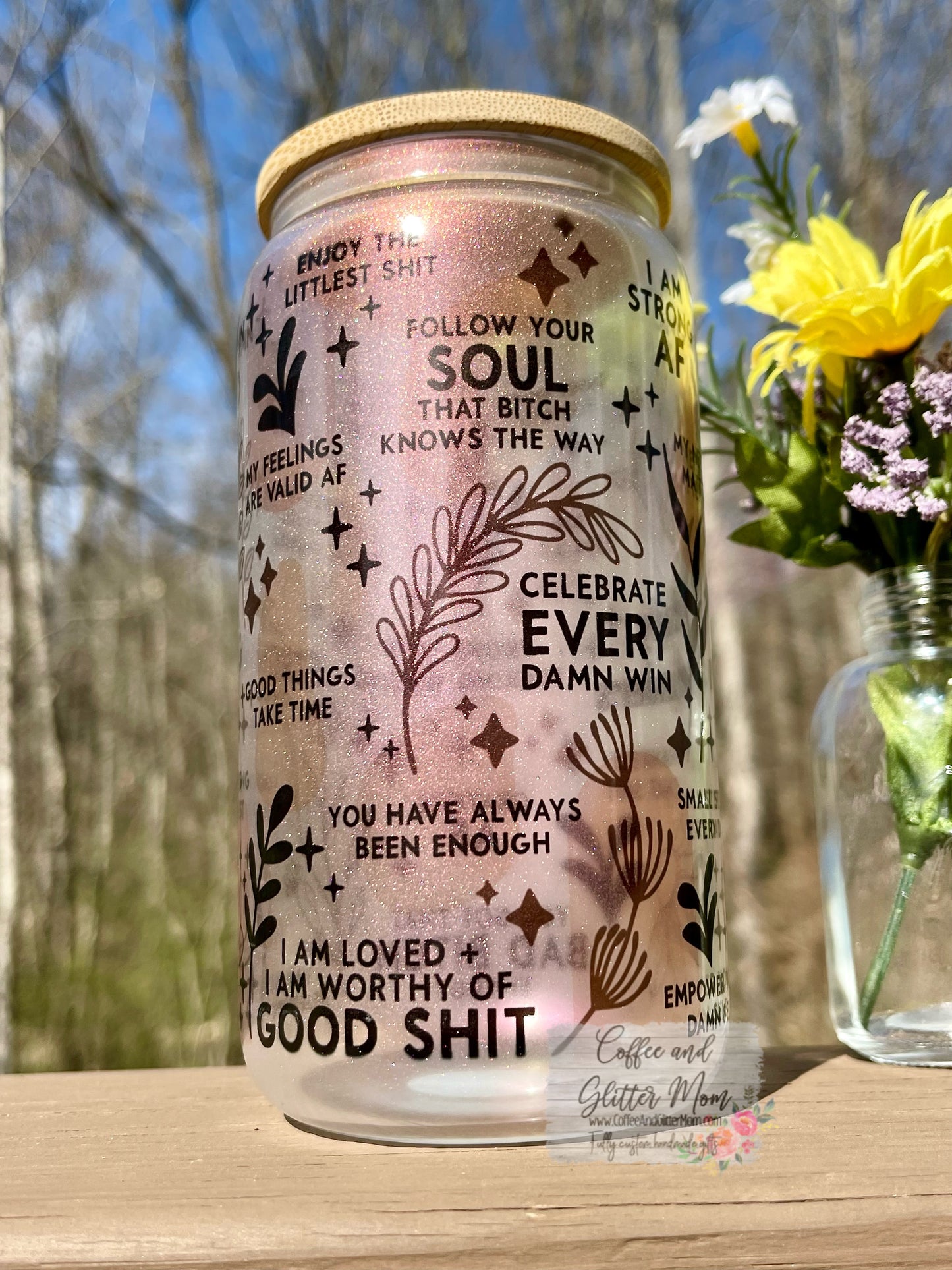 Pink Daily Reminders NSFW 16oz Iridescent Glass Can