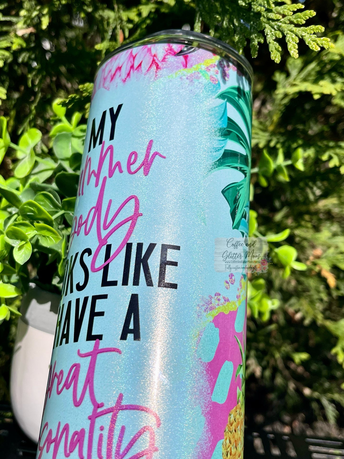 My Summer Body Great Personality 20oz Mint Rainbow Skinny Tumbler