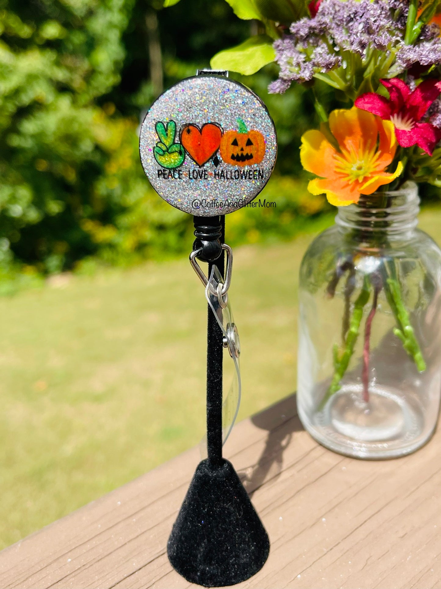 Peace Love Halloween Badge Reel