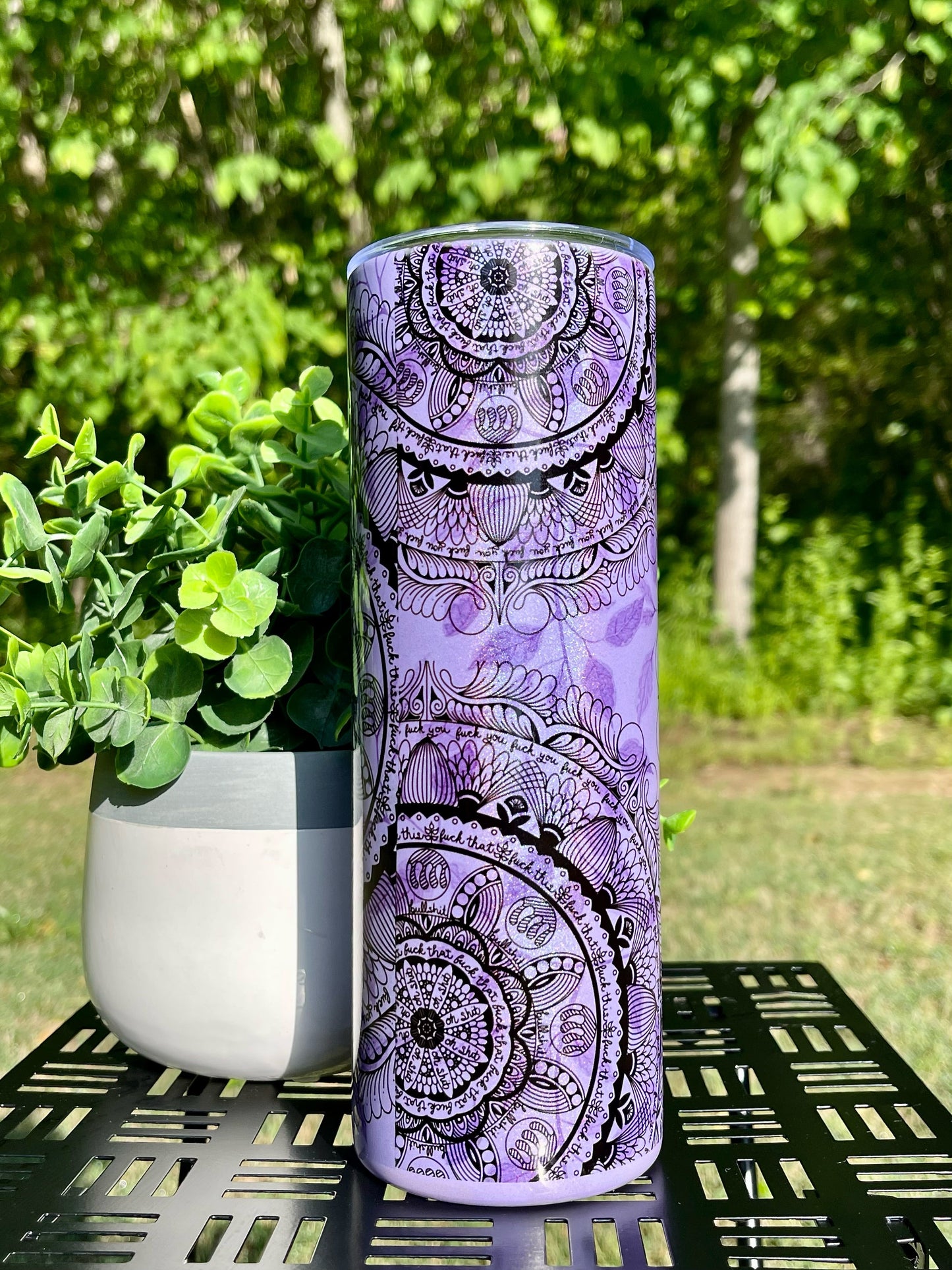 Naughty Mandala 20oz Purple Rainbow Skinny Tumbler