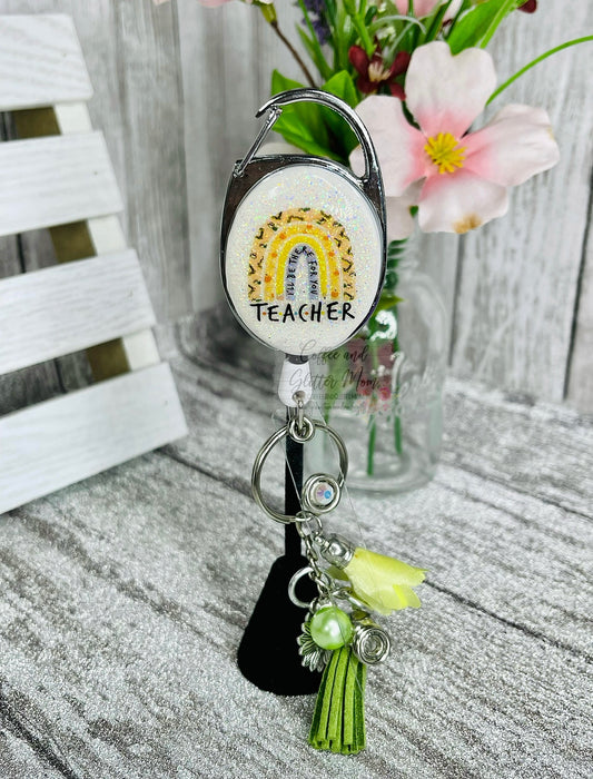 I'll Be There For You Teacher Rainbow Clip On Retractable Key Ring
