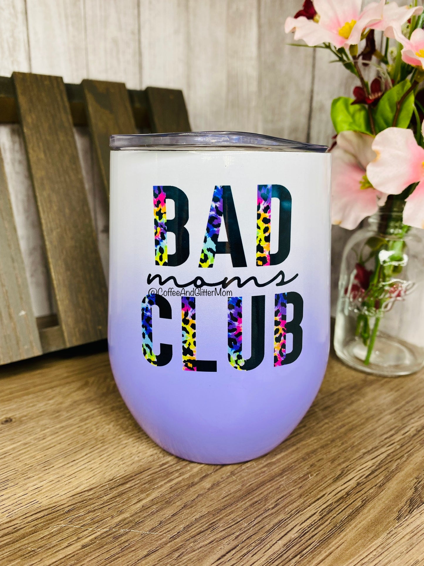 Bad Mom's Club 12oz Ombre Purple Wine Tumbler