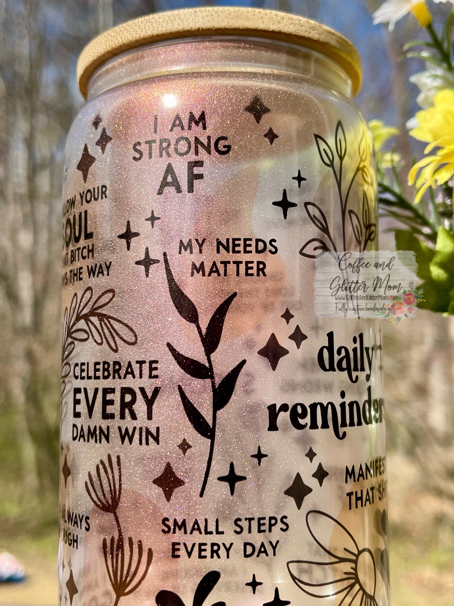 Pink Daily Reminders NSFW 16oz Iridescent Glass Can