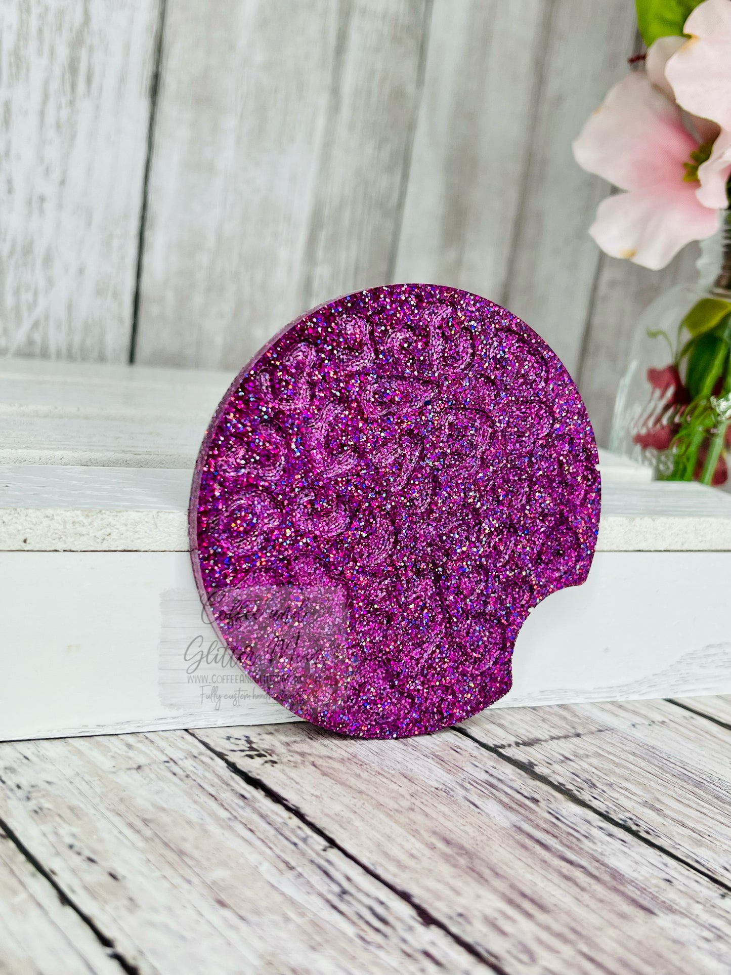 Animal Print Electric Purple Large Car Coaster