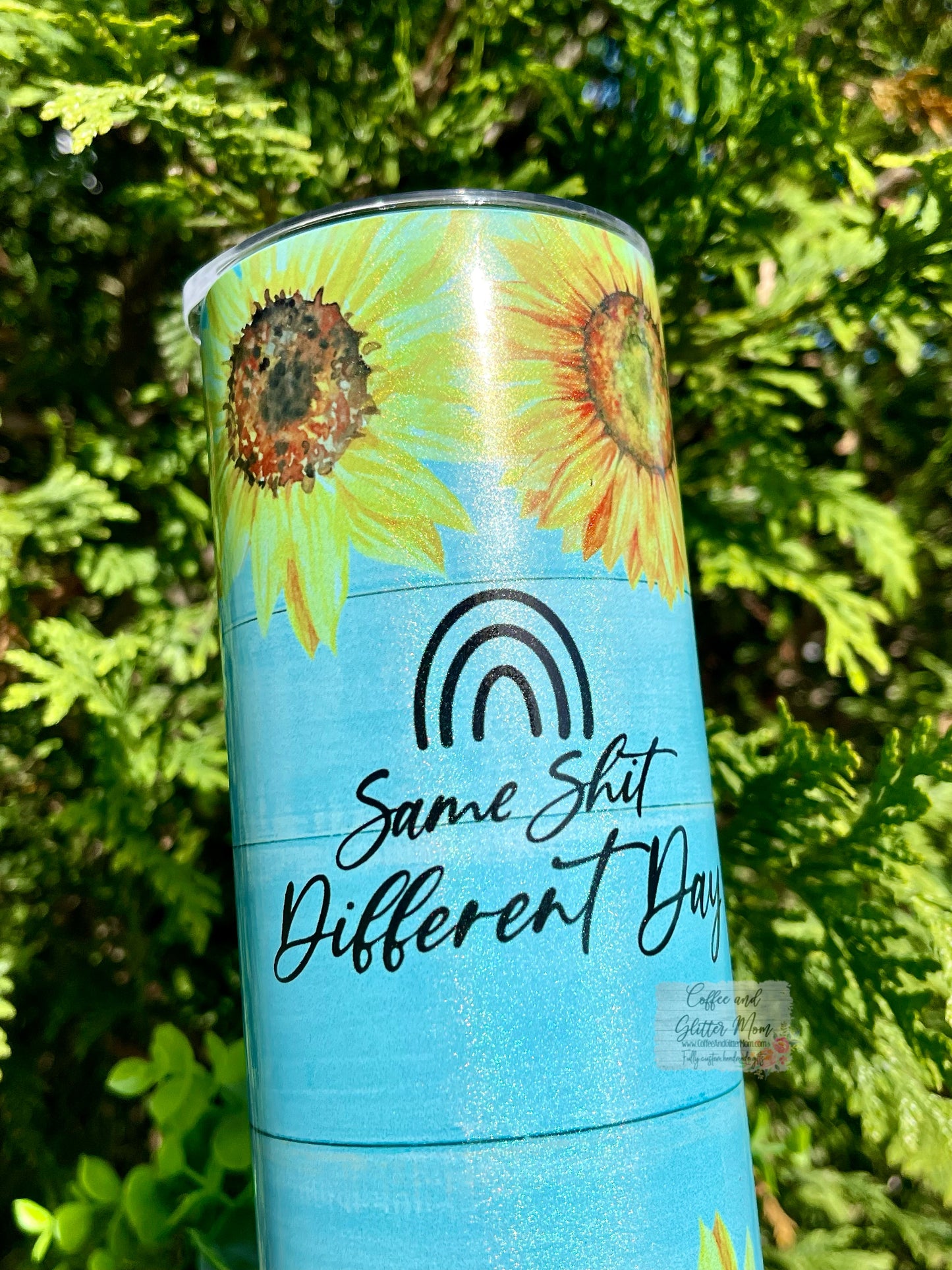 Same Shit Different Day 20oz Sunflower Mint Rainbow Skinny Tumbler