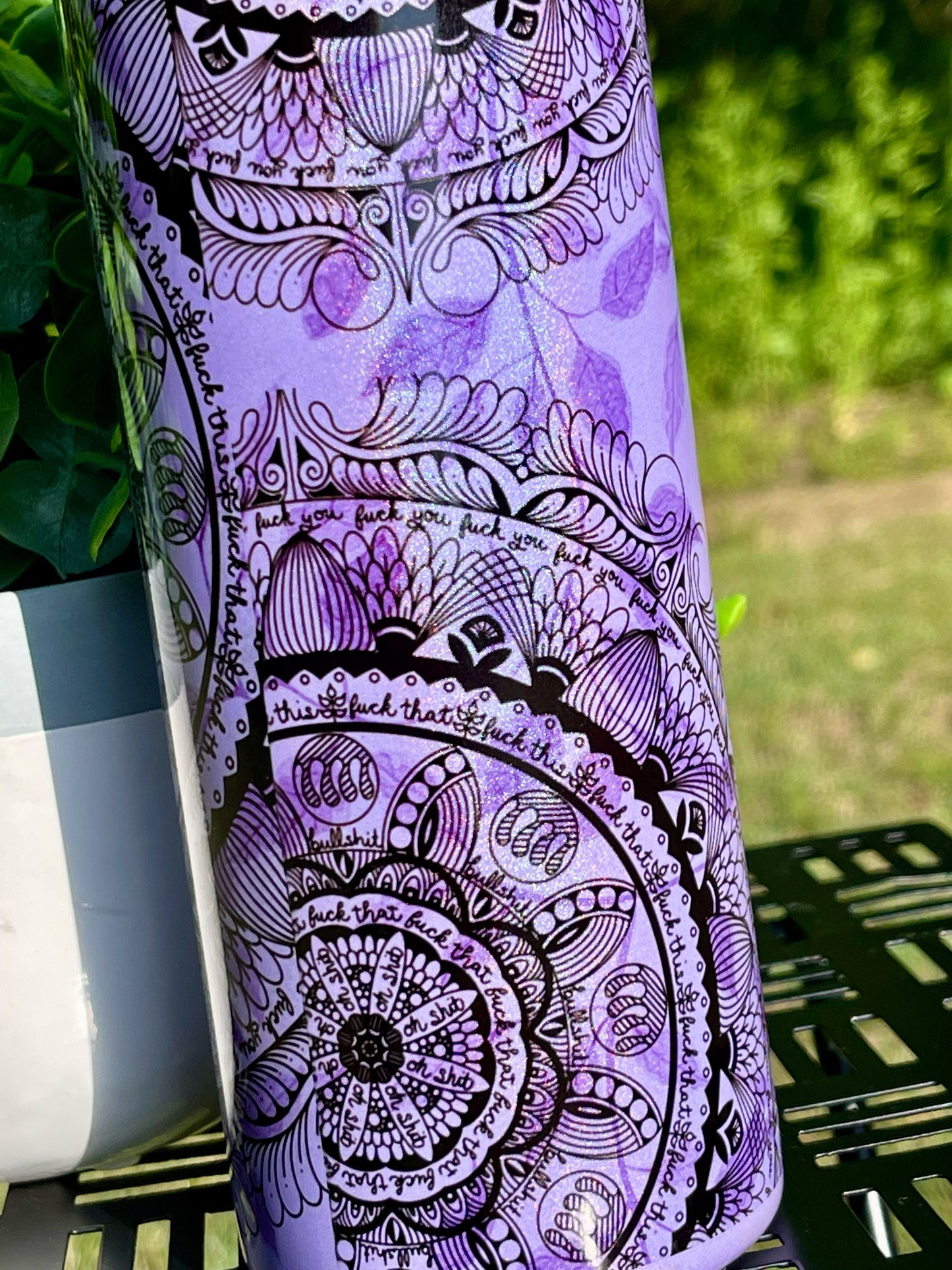 Naughty Mandala 20oz Purple Rainbow Skinny Tumbler