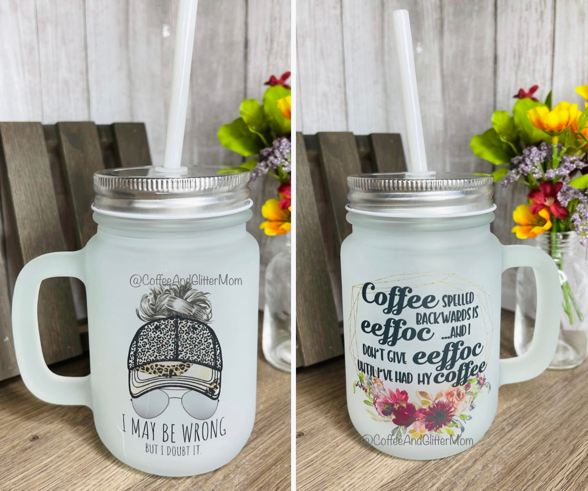 Doubt it/Coffee Eeffoc 12oz Mason Jar